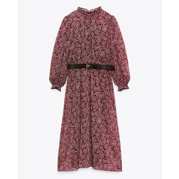 ZARA BELTED PRINTED DRESS NEW - Picture 3 of 7